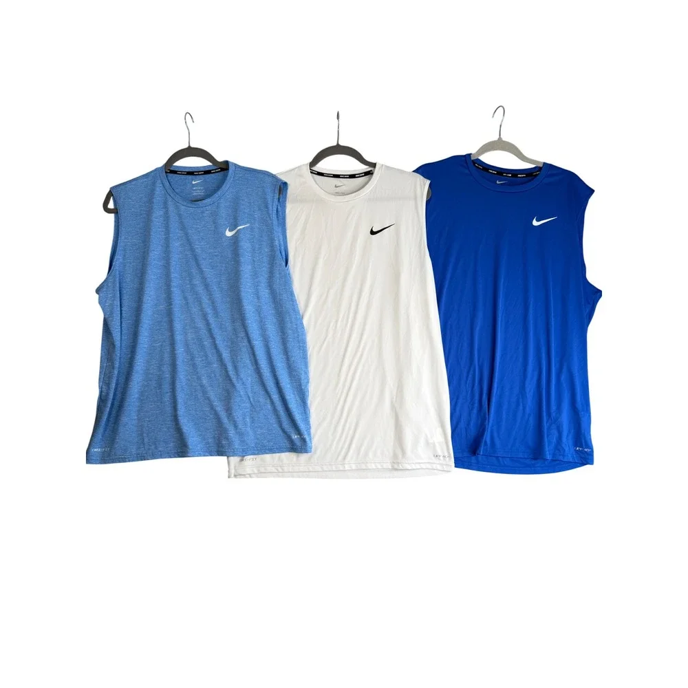 Lot 3 Nike Swim Dri-FIT UPF 40+ Sleeveless Muscle Tank Top Athletic Shirt Mens L